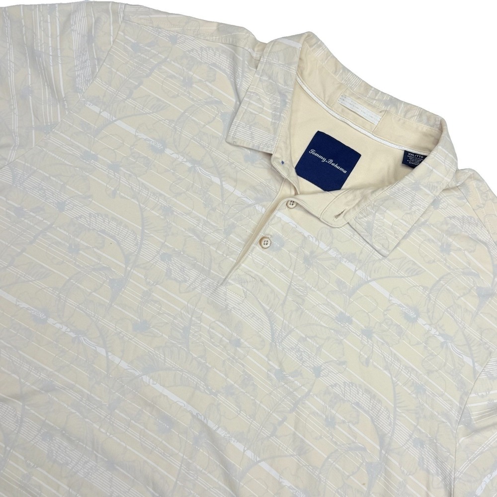 Tommy Bahama Men's Polo Shirt‎ 2XL Yellow Floral Tropical Short Sleeve